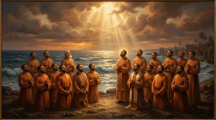 Sacred fine art honoring the 21 Coptic Christian martyrs of Libya