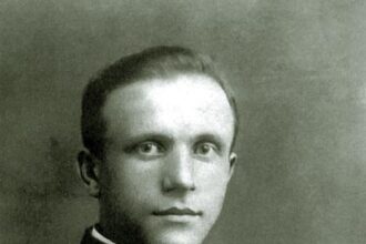 Archival black and white portrait of Blessed Father Michał Sopoćko, spiritual director of Saint Maria Faustina Kowalska