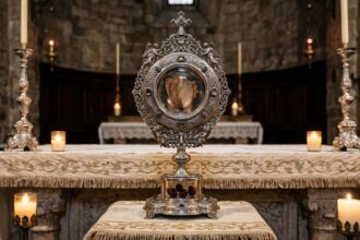 The consecrated host and relics of the Eucharistic Miracle of Lanciano