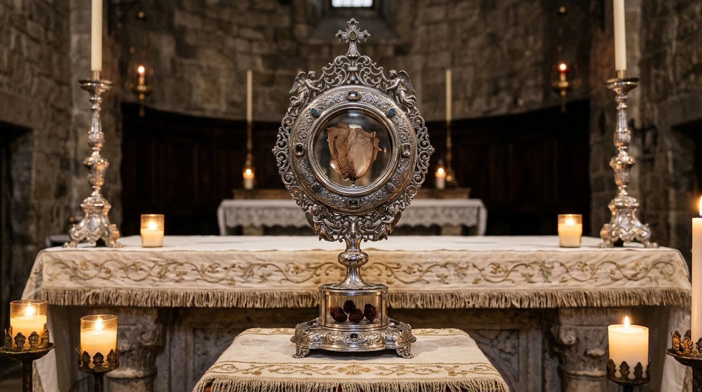 The consecrated host and relics of the Eucharistic Miracle of Lanciano