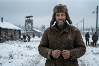 Father Walter Ciszek holding rosary in Soviet Gulag Siberian labor camp