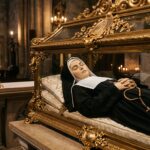 The miraculously preserved incorrupt body of Saint Bernadette Soubirous in Nevers France