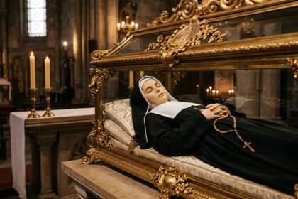 The miraculously preserved incorrupt body of Saint Bernadette Soubirous in Nevers France