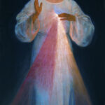The original 1934 Divine Mercy oil painting by Eugeniusz Kazimirowski painted under the direct supervision of Saint Faustina in Vilnius