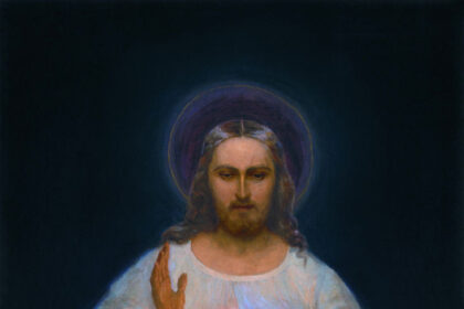 The original 1934 Divine Mercy oil painting by Eugeniusz Kazimirowski painted under the direct supervision of Saint Faustina in Vilnius