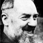 Portrait of Saint Padre Pio in brown Capuchin habit